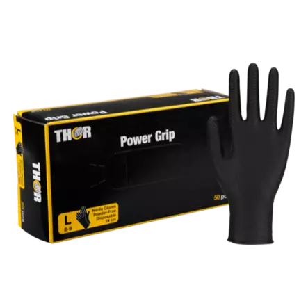 Nitriilikäsine Power Grip musta L 50 - Nitriilikäsineet - AB10124-thor-L - 1