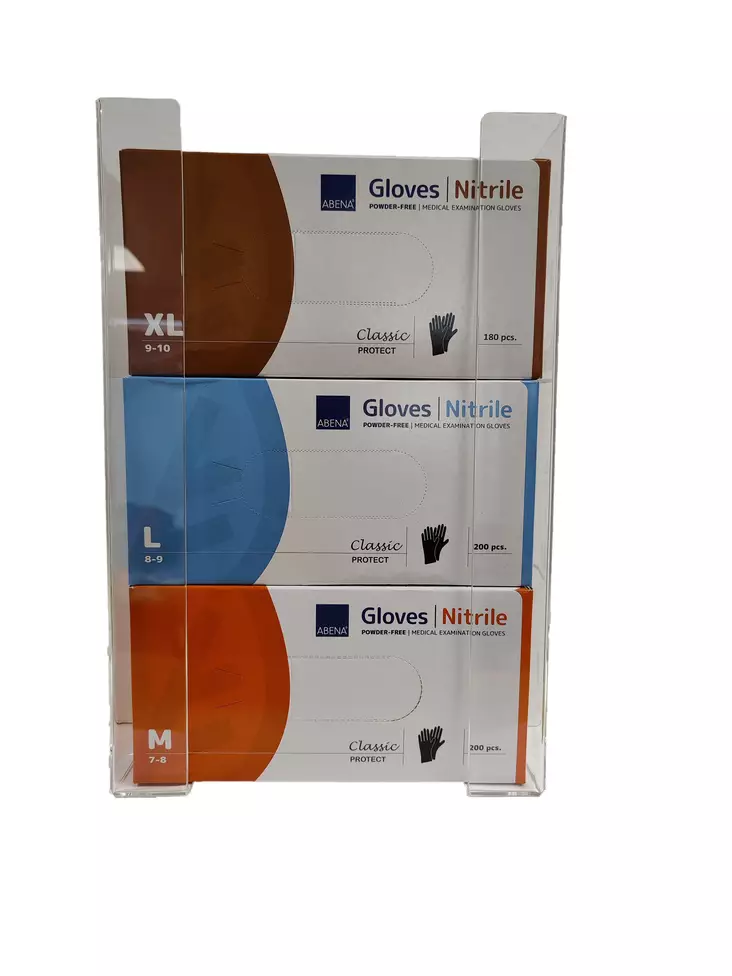 Acryllinen käsineteline 3 rasialle - Telineet - AB-Kteline-acryl - 1