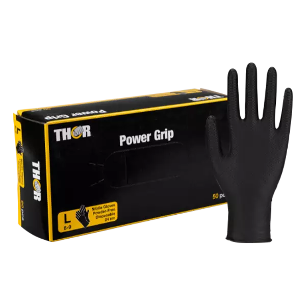 Nitriilikäsine Power Grip musta L 50 - Nitriilikäsineet - AB10124-thor-L - 1