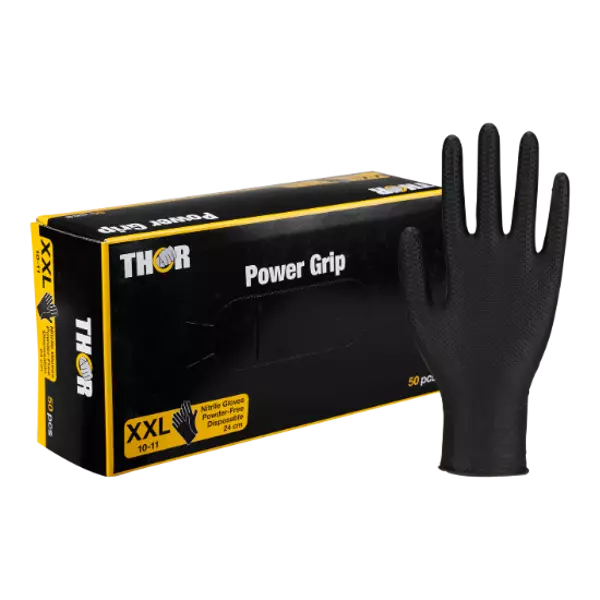 Nitriilikäsine Power Grip musta XXL 50 - Nitriilikäsineet - AB10126-thor-XXL - 1